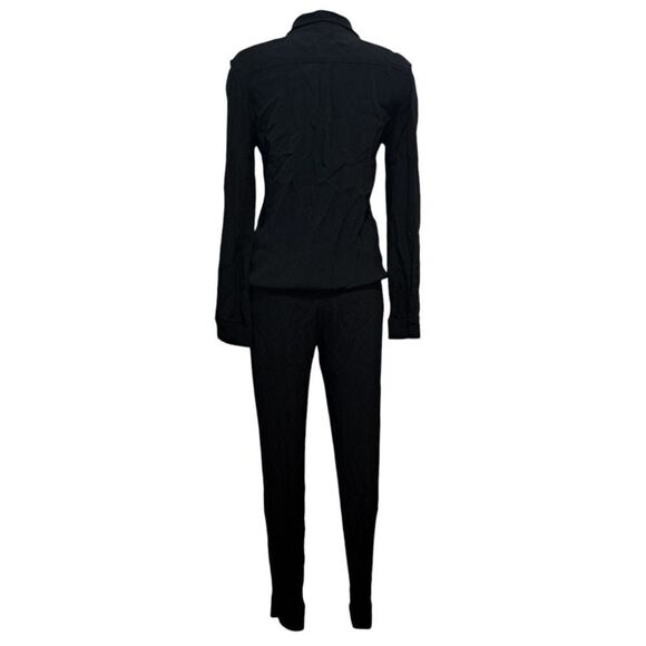 Monrow Crepe Long Sleeve Moto Boho Jumpsuit Small Black NWT - Picture 4 of 16